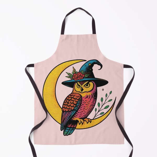 Item preview, Colorful Witch Owl Crescent Moon Halloween Art designed and sold by asudesign.