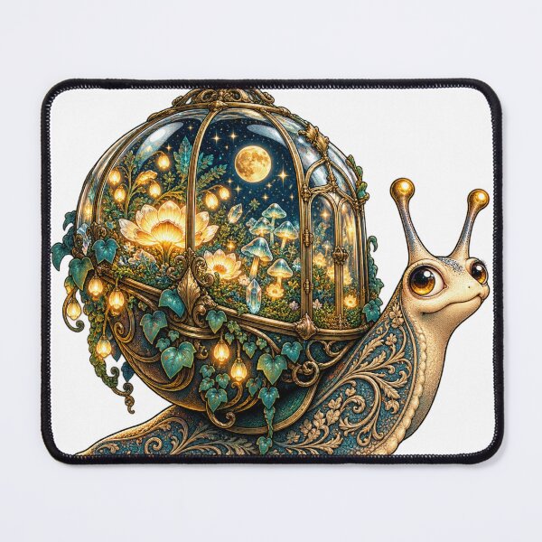 Item preview, Enchanted Terrarium Snail – Magical Mushroom Garden Fantasy Art designed and sold by jankizkhan.