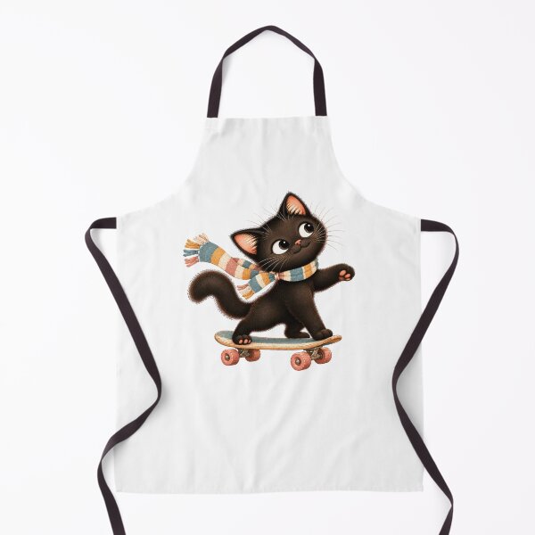 Item preview, Cute Black Cat Skateboarding with Cozy Scarf designed and sold by INVITOARTE.