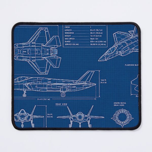 Item preview, F35 Fighter Jet Blueprint Plane for Kids Boys Men designed and sold by weirdcountry.