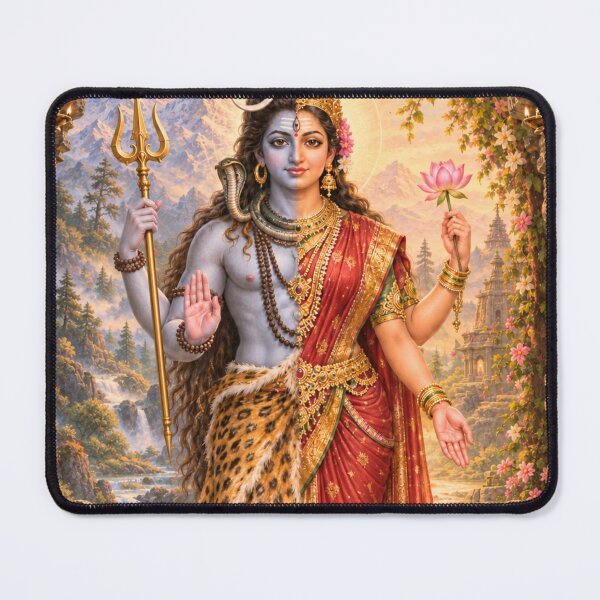 Item preview, Ardhanarishvara Shiva Parvati Divine Unity Devotional Art designed and sold by Homyar.