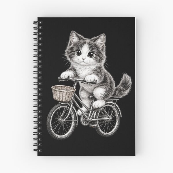 Item preview, Kitten on a Bike – Cute Pencil Art Bicycle Kitty designed and sold by Classic Chaos Creations.