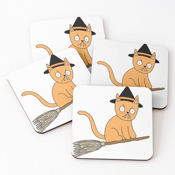Item preview, Mean Cat Broomstick Witch - orange designed and sold by motherbrainart.