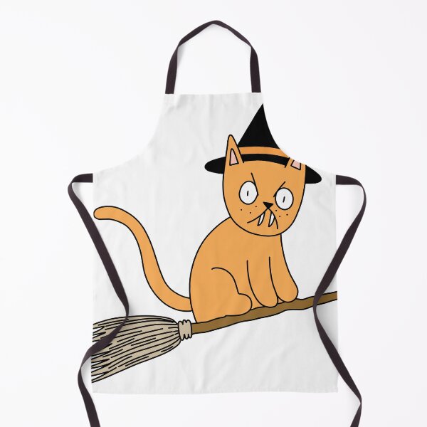 Item preview, Mean Cat Broomstick Witch - orange designed and sold by motherbrainart.
