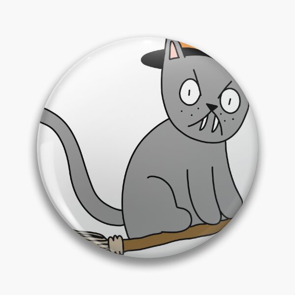Item preview, Mean Cat Broomstick Witch - gray designed and sold by motherbrainart.
