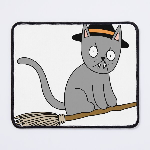 Item preview, Mean Cat Broomstick Witch - gray designed and sold by motherbrainart.