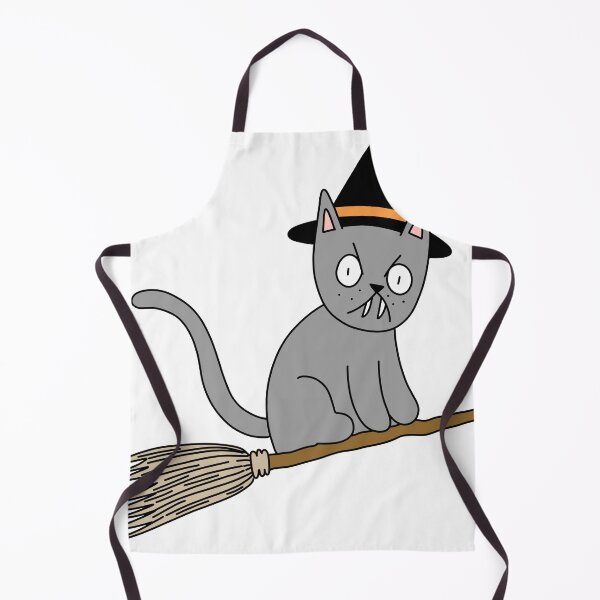 Item preview, Mean Cat Broomstick Witch - gray designed and sold by motherbrainart.