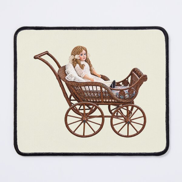 Item preview, Vintage Bisque Doll in Wicker Carriage designed and sold by Susan Savad.