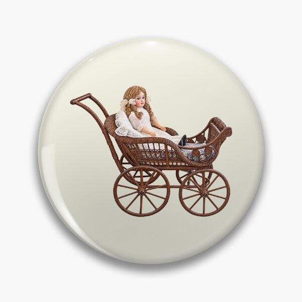 Item preview, Vintage Bisque Doll in Wicker Carriage designed and sold by Susan Savad.