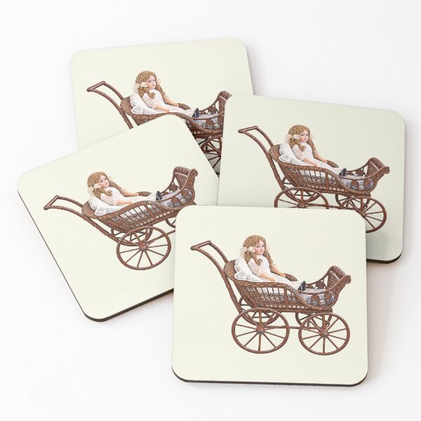 Item preview, Vintage Bisque Doll in Wicker Carriage designed and sold by Susan Savad.