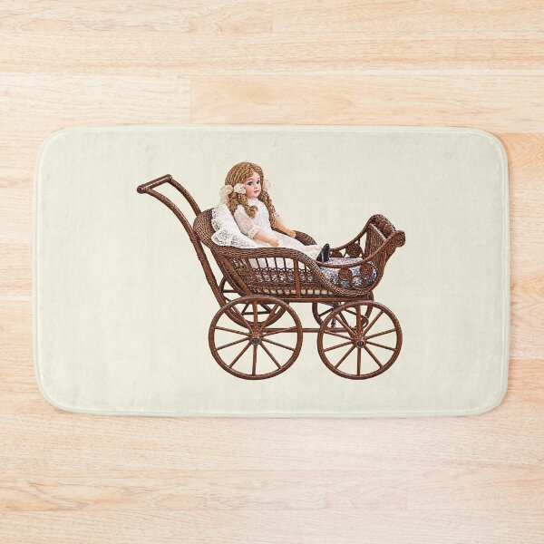 Item preview, Vintage Bisque Doll in Wicker Carriage designed and sold by Susan Savad.
