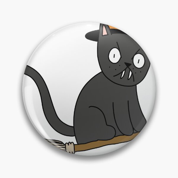 Item preview, Mean Cat Broomstick Witch - black designed and sold by motherbrainart.