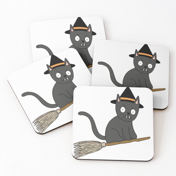 Item preview, Mean Cat Broomstick Witch - black designed and sold by motherbrainart.