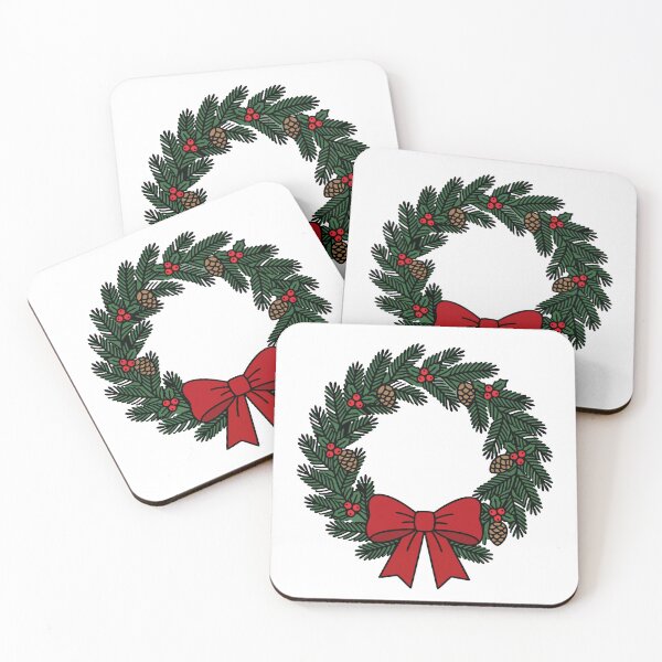 Item preview, Christmas Wreath with Red Bow Pinecones designed and sold by AIG - Andrei Ilie Graphics.