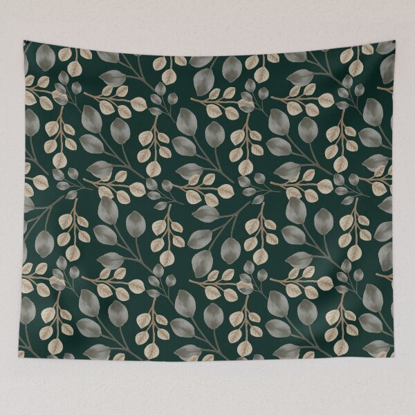 Item preview, Eucalyptus Leaves Dark Green Seamless Pattern designed and sold by ​Jyoti Digital Artist.