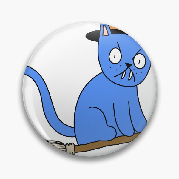 Item preview, Mean Cat Broomstick Witch - blue designed and sold by motherbrainart.