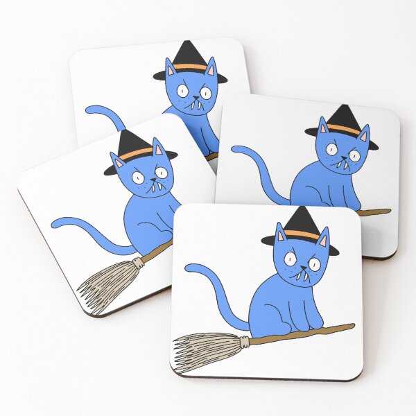 Item preview, Mean Cat Broomstick Witch - blue designed and sold by motherbrainart.
