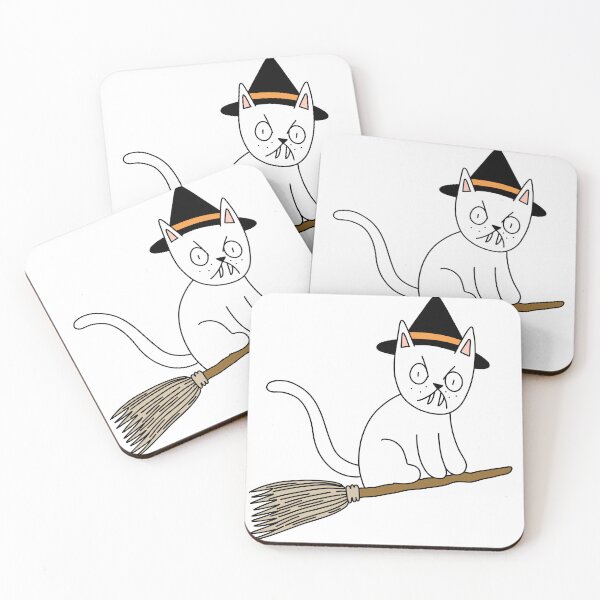 Item preview, Mean Cat Broomstick Witch - white designed and sold by motherbrainart.