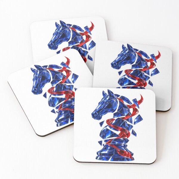 Item preview, Crystal Horse – Geometric Blue Gemstone Horse Art with Red Ribbon designed and sold by jankizkhan.