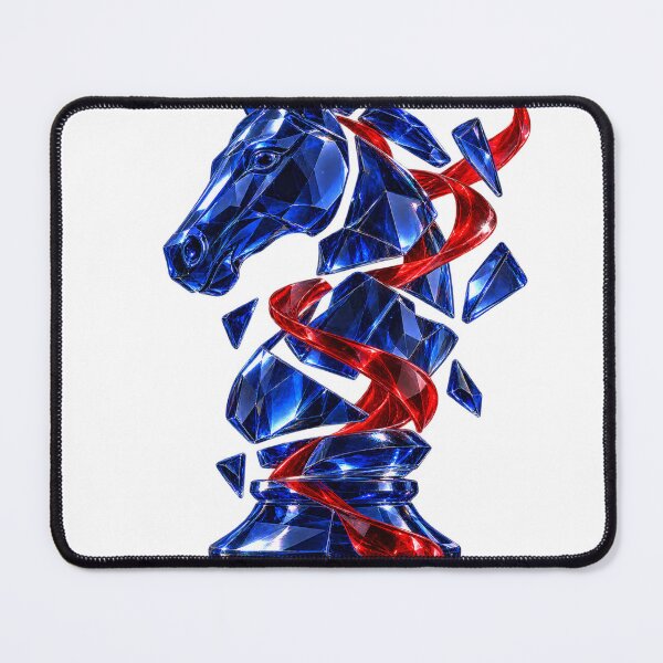 Item preview, Crystal Horse – Geometric Blue Gemstone Horse Art with Red Ribbon designed and sold by jankizkhan.