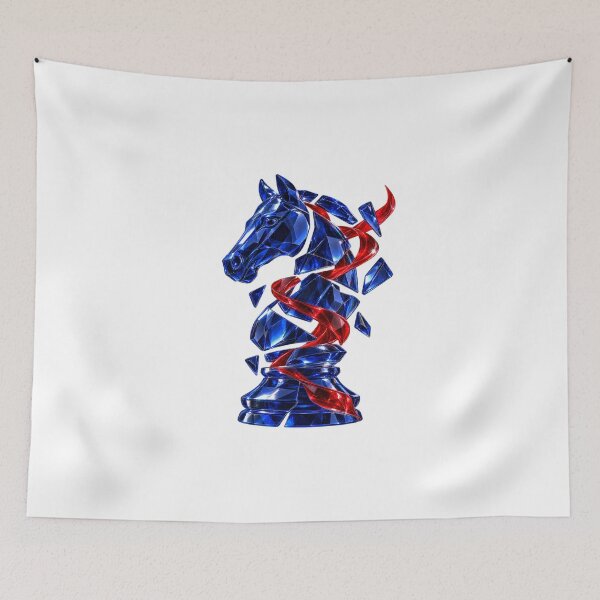 Item preview, Crystal Horse – Geometric Blue Gemstone Horse Art with Red Ribbon designed and sold by jankizkhan.
