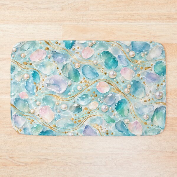 Item preview, Pearl Lagoon – Pearlescent Aqua and Gold Pattern designed and sold by BLUEFOX05.