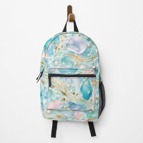 Item preview, Pearl Lagoon – Pearlescent Aqua and Gold Pattern designed and sold by BLUEFOX05.