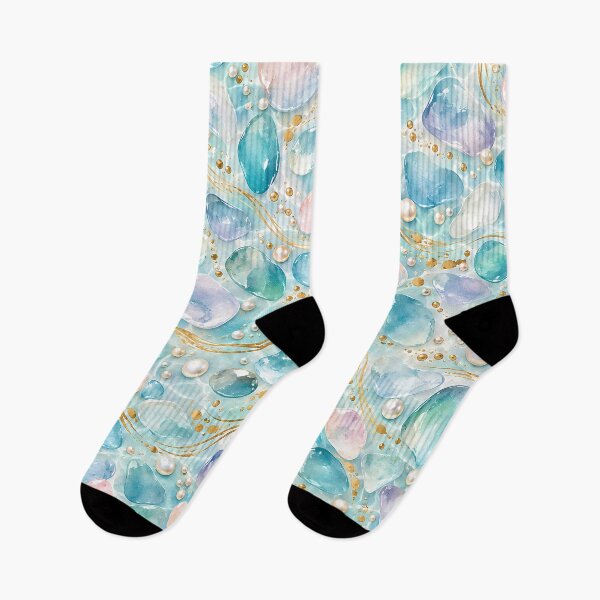 Item preview, Pearl Lagoon – Pearlescent Aqua and Gold Pattern designed and sold by BLUEFOX05.