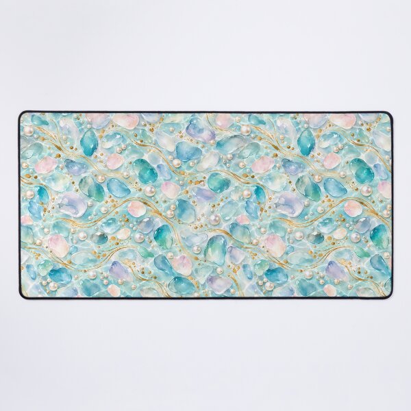 Item preview, Pearl Lagoon – Pearlescent Aqua and Gold Pattern designed and sold by BLUEFOX05.