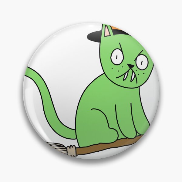 Item preview, Mean Cat Broomstick Witch - green designed and sold by motherbrainart.