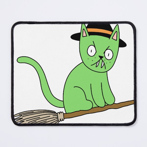 Item preview, Mean Cat Broomstick Witch - green designed and sold by motherbrainart.