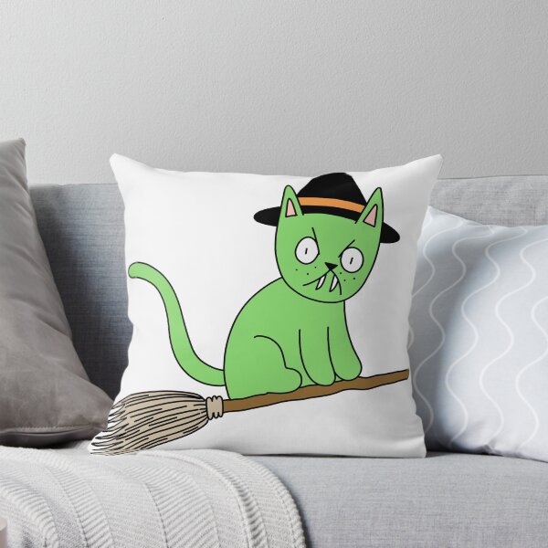 Item preview, Mean Cat Broomstick Witch - green designed and sold by motherbrainart.