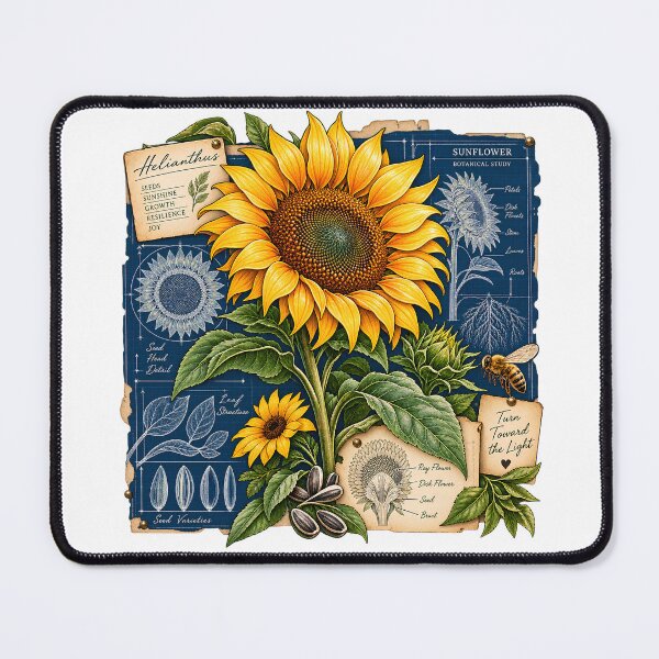 Item preview, Sunflower Botanical Blueprint Vintage Scientific Illustration designed and sold by FindYouByZ.