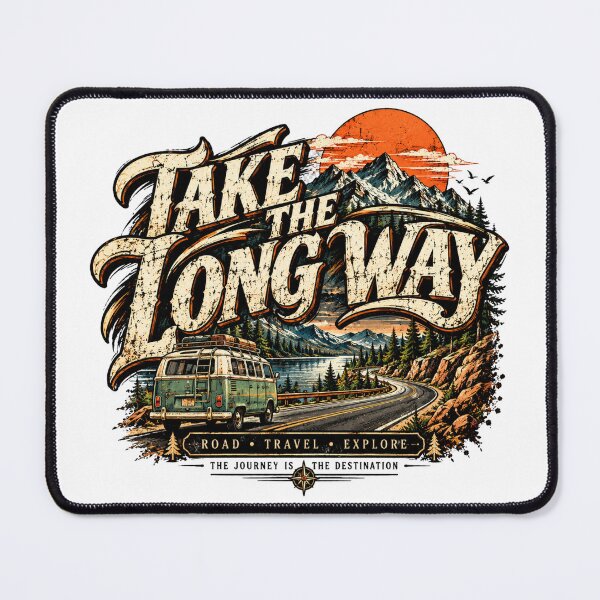 Item preview, Take the Long Way Vintage Road Trip Adventure Graphic designed and sold by PDshop1.