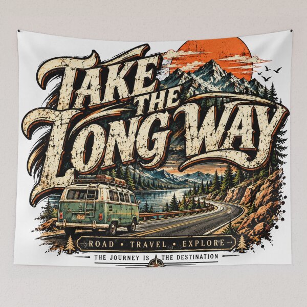Item preview, Take the Long Way Vintage Road Trip Adventure Graphic designed and sold by PDshop1.