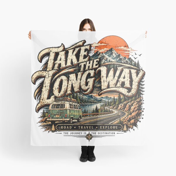 Item preview, Take the Long Way Vintage Road Trip Adventure Graphic designed and sold by PDshop1.