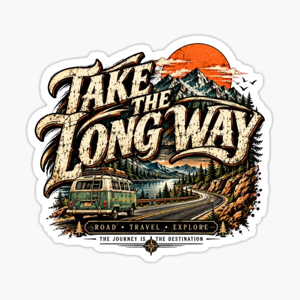 Item preview, Take the Long Way Vintage Road Trip Adventure Graphic designed and sold by PDshop1.