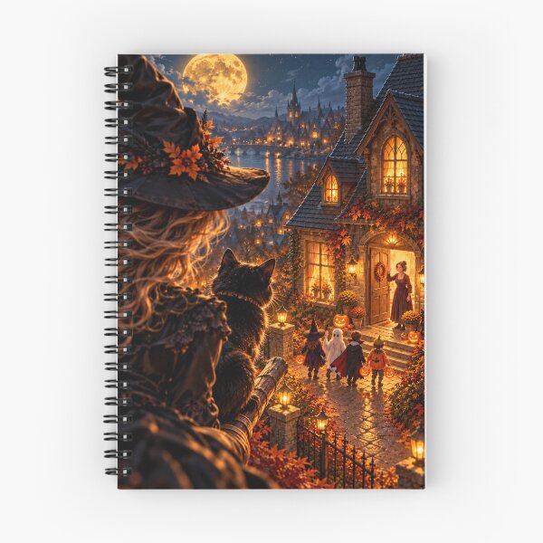 Item preview, Halloween Witch Watching Trick or Treaters designed and sold by Meandmyshop.