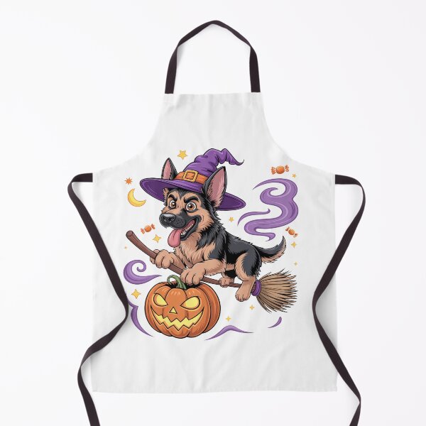 Item preview, Spooky Witch Dog Halloween Pumpkin Broom designed and sold by limanol.