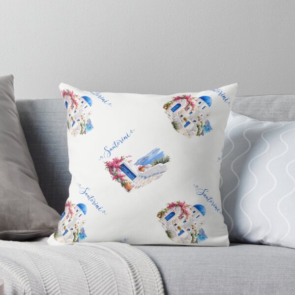 Item preview, Santorini Allover – Watercolor Greek Island Pattern designed and sold by BLUEFOX05.