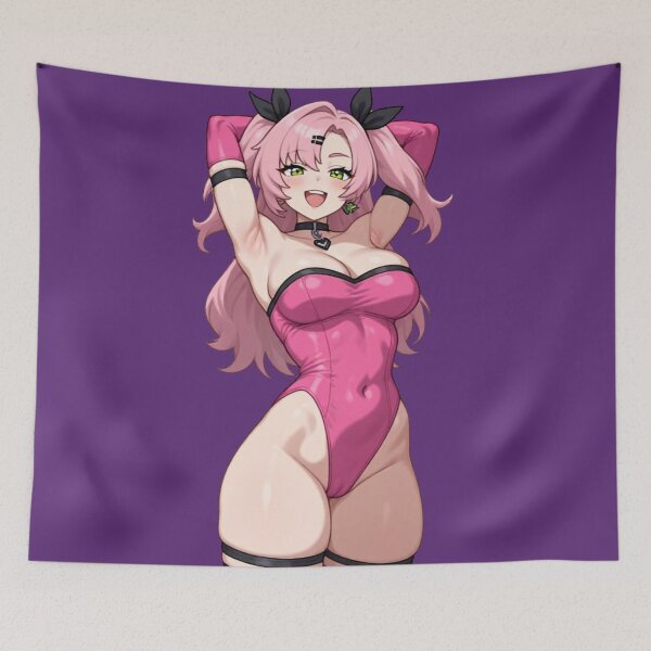 Item preview, Cheerful Pink Hair Anime Girl in Pink Bodysuit Illustration designed and sold by Jimakmo.