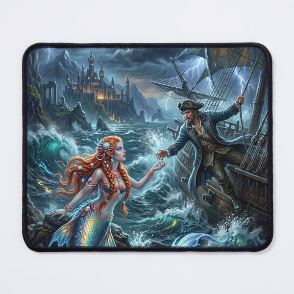 Item preview, Mermaid Luring a Pirate - Dark Fantasy Art designed and sold by Lucid Dream Pixel.