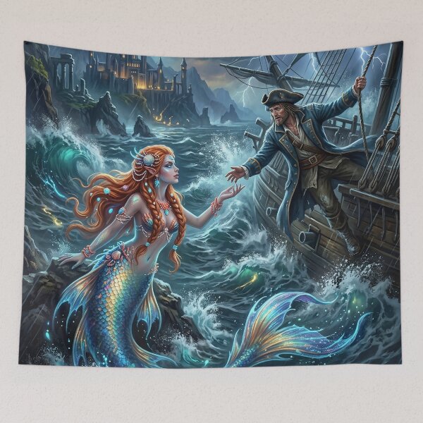 Item preview, Mermaid Luring a Pirate - Dark Fantasy Art designed and sold by Lucid Dream Pixel.