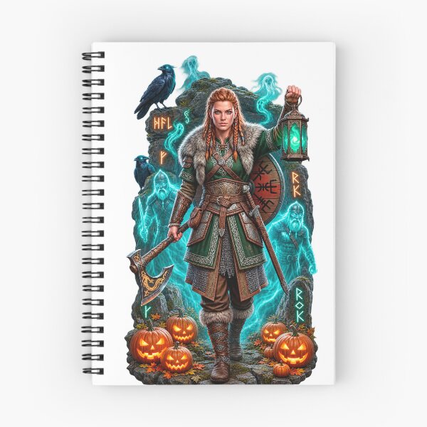 Item preview, Norse Shieldmaiden and Viking Ghosts Halloween Sticker designed and sold by VALKYRAART53.