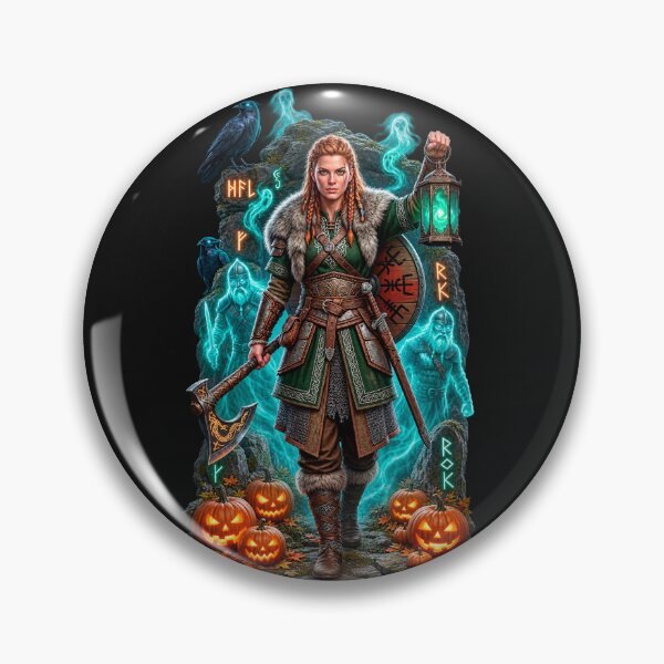 Item preview, Norse Shieldmaiden and Viking Ghosts Halloween Sticker designed and sold by VALKYRAART53.