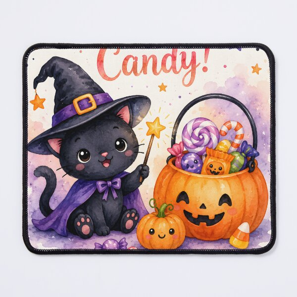 Item preview, Magic, Mischief & Candy – Cute Halloween Black Cat Witch designed and sold by blankTeeShirt.