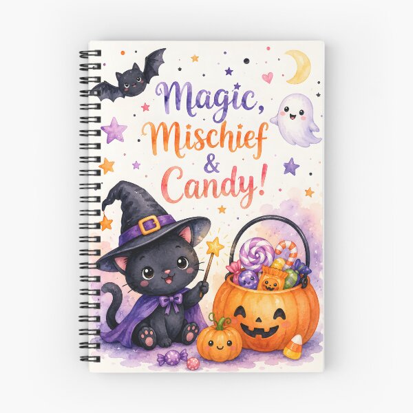 Item preview, Magic, Mischief & Candy – Cute Halloween Black Cat Witch designed and sold by blankTeeShirt.