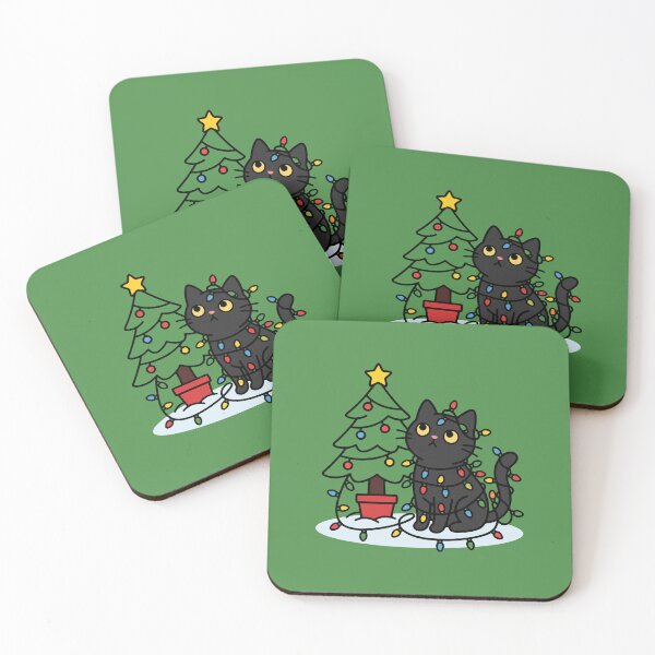 Item preview, Black Cat Tangled in Christmas Lights designed and sold by AIG - Andrei Ilie Graphics.