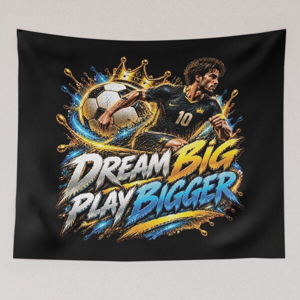 Item preview, Dream Big Play Bigger | Football Motivation Soccer Design designed and sold by M. Mamdouh Artworks.