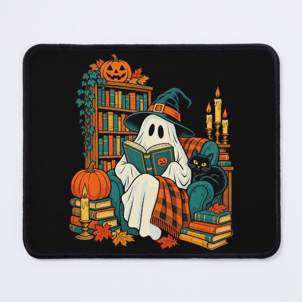 Item preview, Reading Ghost In Witch Hat Library Bookshelf Autumn Artwork designed and sold by Felinefinesse.